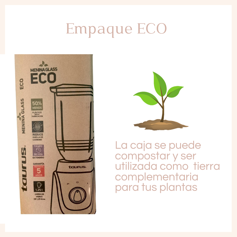 LICUADORA ECOLÓGICA DE VIDRIO 2 VEL TAURUS MENINA ECO