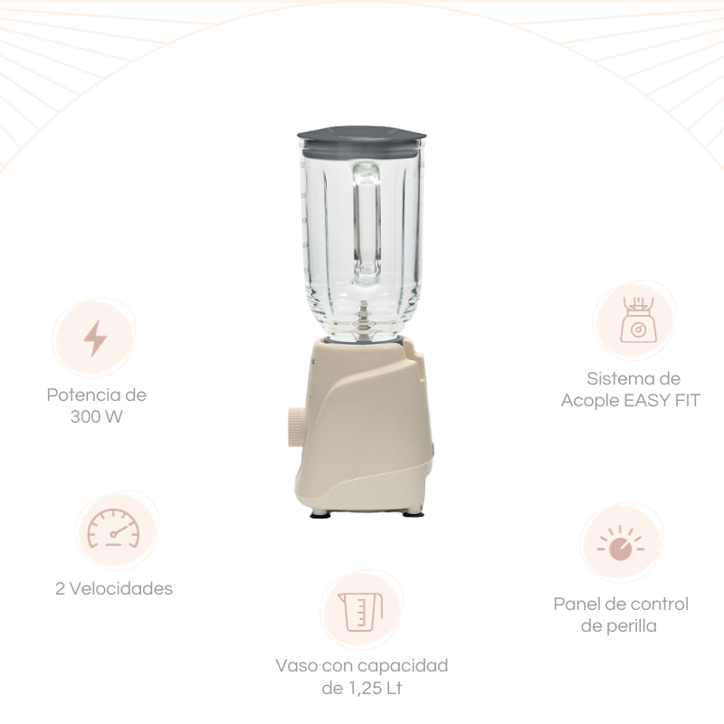 LICUADORA ECOLÓGICA DE VIDRIO 2 VEL TAURUS MENINA ECO