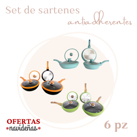 JUEGO DE SARTENES 3 PZ CERÁMICA C/TAPA 24,26 Y 28 CM DLS22-5419