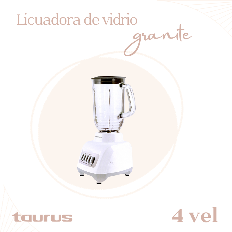 LICUADORA VASO DE VIDRIO 4 VEL TAURUS GRANITE