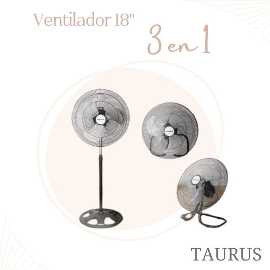 VENTILADOR ASPAS METÁLICAS 18" 3 EN 1 TAURUS MARTE