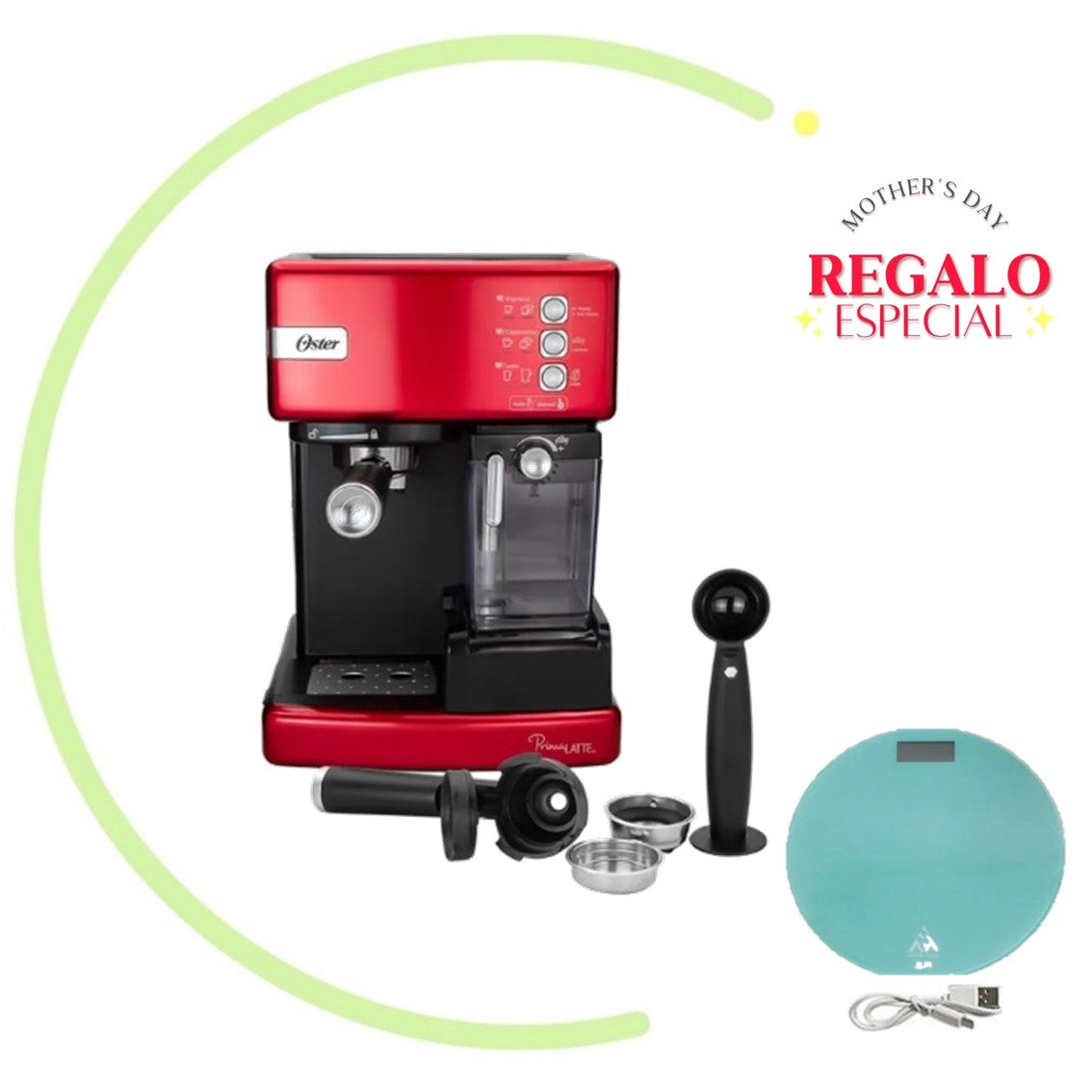 CAFETERA OSTER EXPRESSO ROJA BVSTEM6603R + BASCULA PERSONAL 180KG