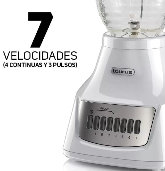 LICUADORA DE VIDRIO 7 VEL TAURUS GRANDEUR WHITE + ESPUMADOR RCA