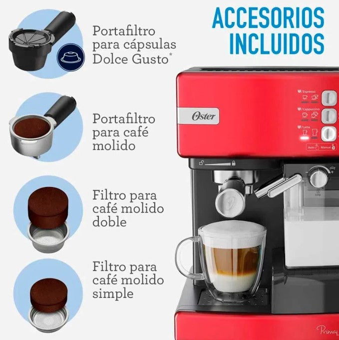 CAFETERA OSTER EXPRESSO ROJA BVSTEM6603R + BASCULA PERSONAL 180KG