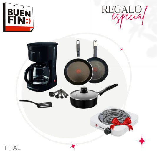 BATERIA C/ CAFETERA 10 PZ EASY CARE T-FAL B120421M2C + PARRILLA RCA