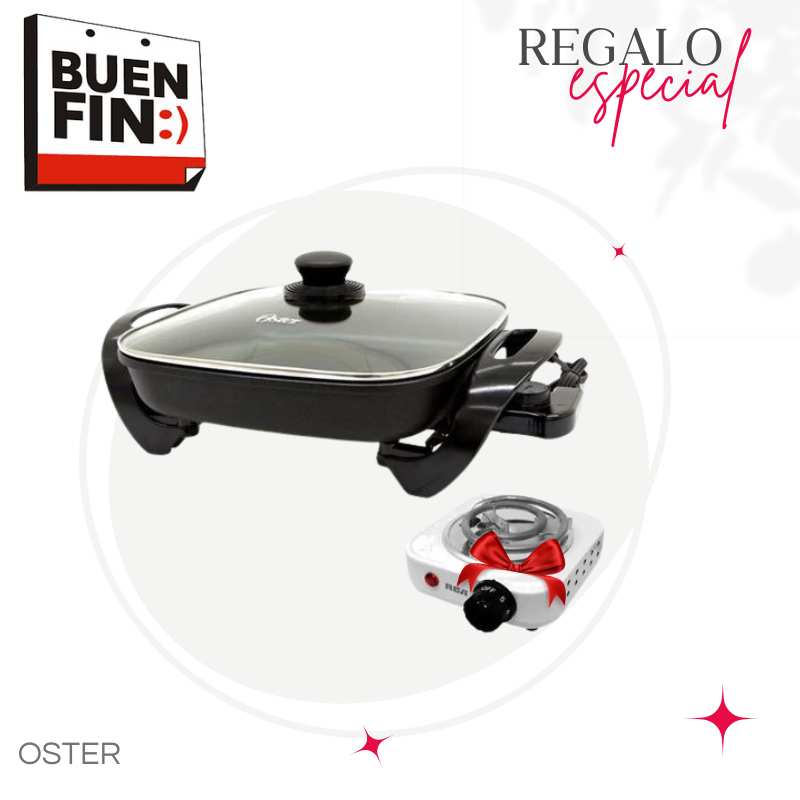 SARTEN ELECTRICO CHICO OSTER CKSTSK1712B + PARRILLA RCA